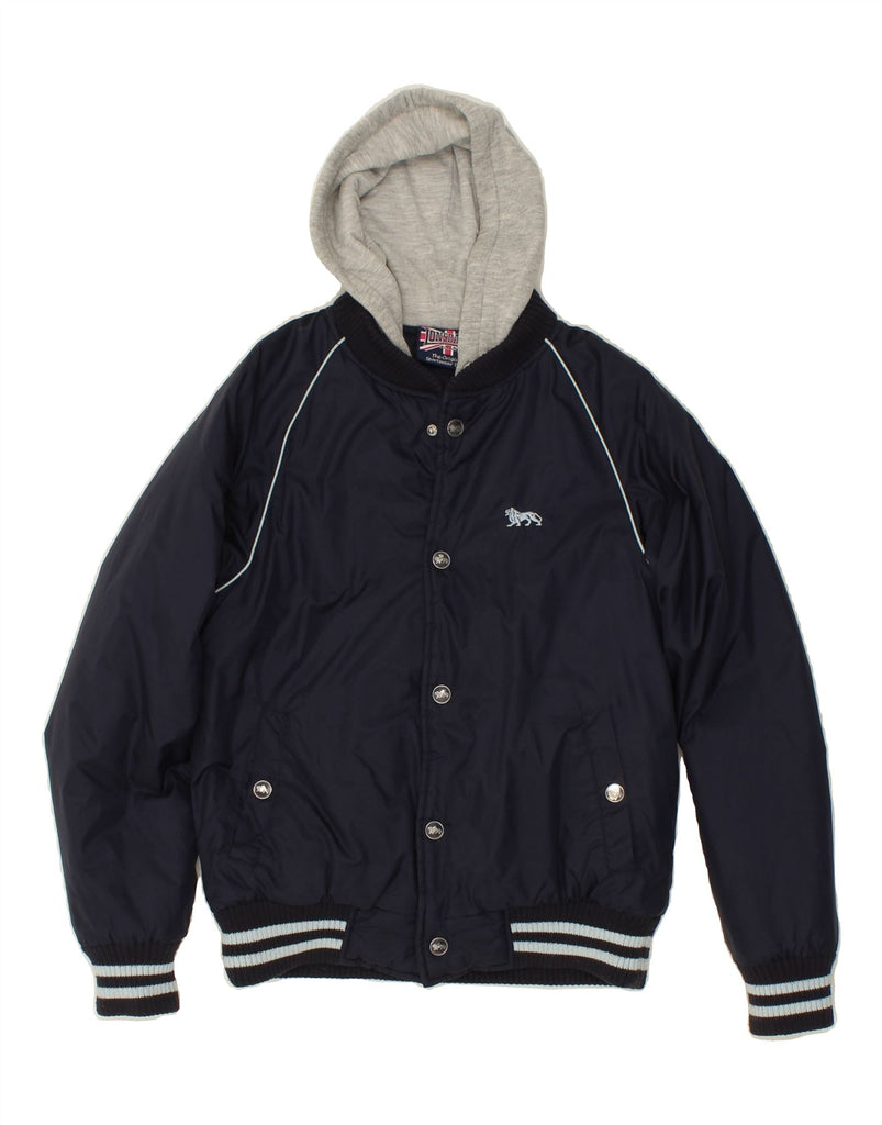 LONSDALE Boys Graphic Hooded Bomber Jacket 9-10 Years Navy Blue Vintage Lonsdale and Second-Hand Lonsdale from Messina Hembry 