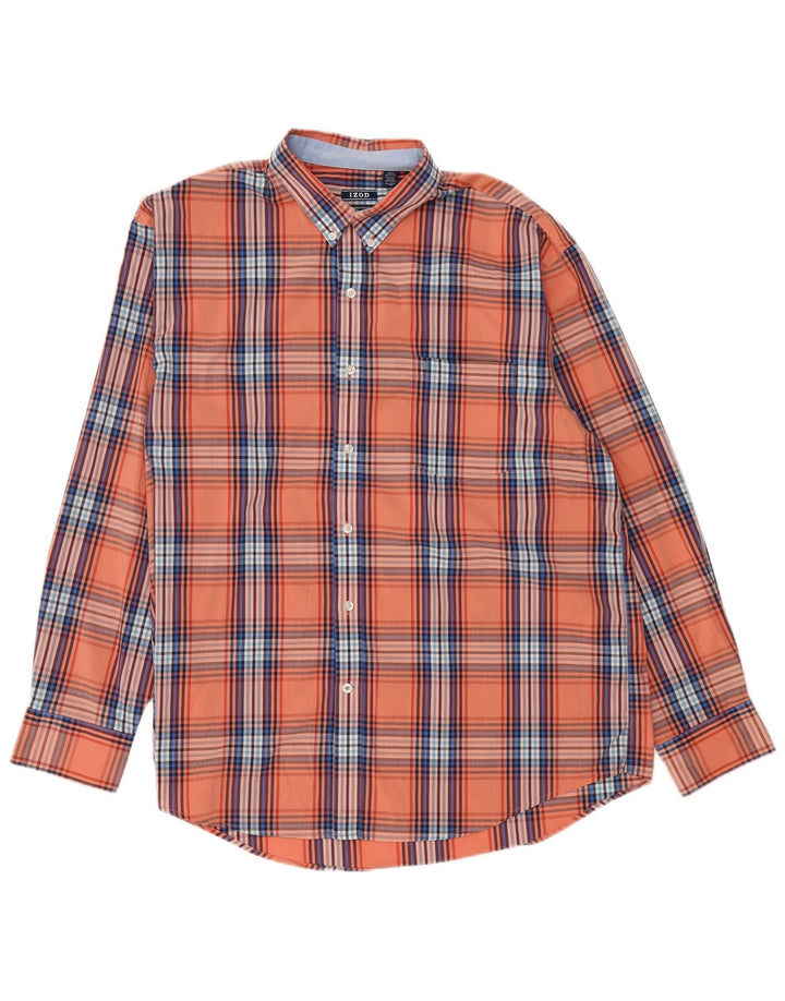 Izod Chemise Homme XL Orange Carreaux Coton