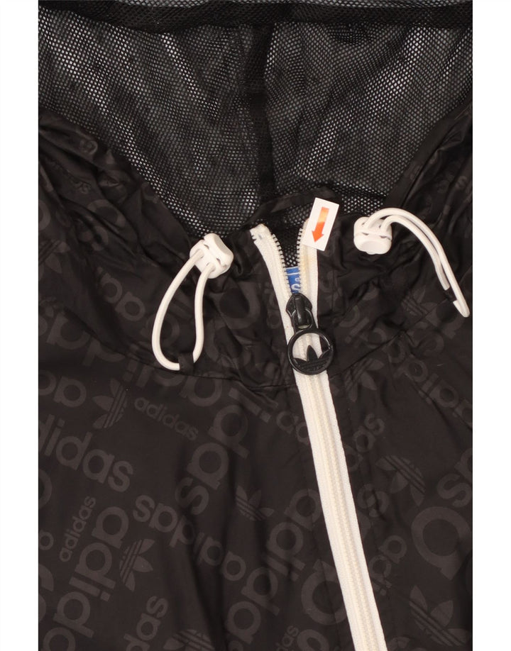ADIDAS Veste de pluie à capuche graphique pour homme UK 38 Medium Noir Polyamide