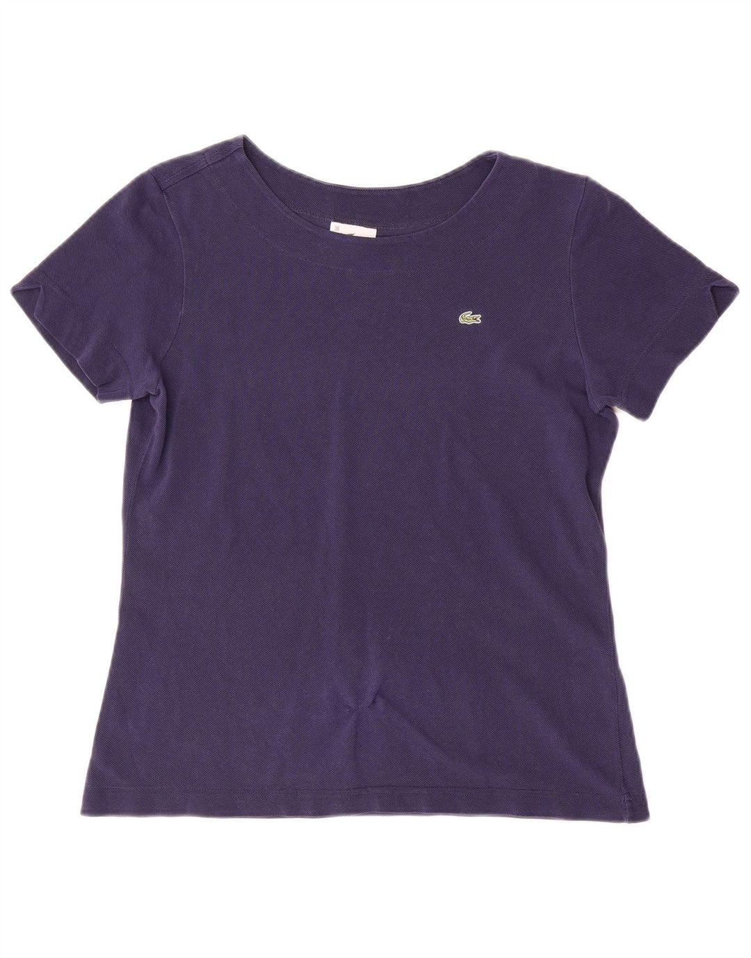LACOSTE T-Shirt Femme Top Taille 38 Bleu Marine Moyen Coton