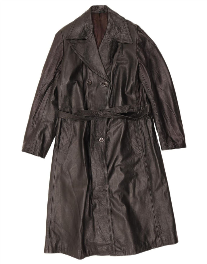 manteau en cuir femme vintage UK 18 XL Noir