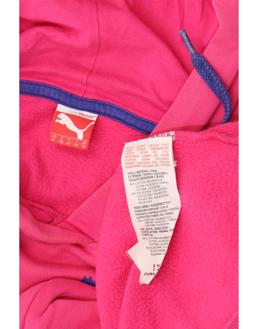 PUMA Pull à capuche graphique pour femme UK 12 Rose moyen Coton