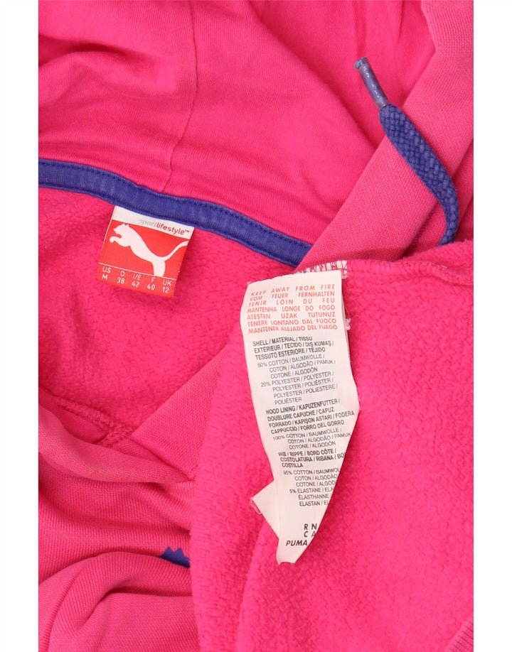 PUMA Pull à capuche graphique pour femme UK 12 Rose moyen Coton