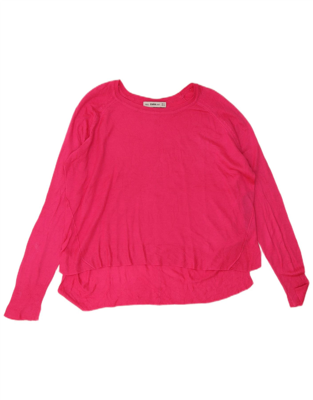 Zara Pull surdimensionné à col bateau pour femme UK 14 Viscose rose moyen