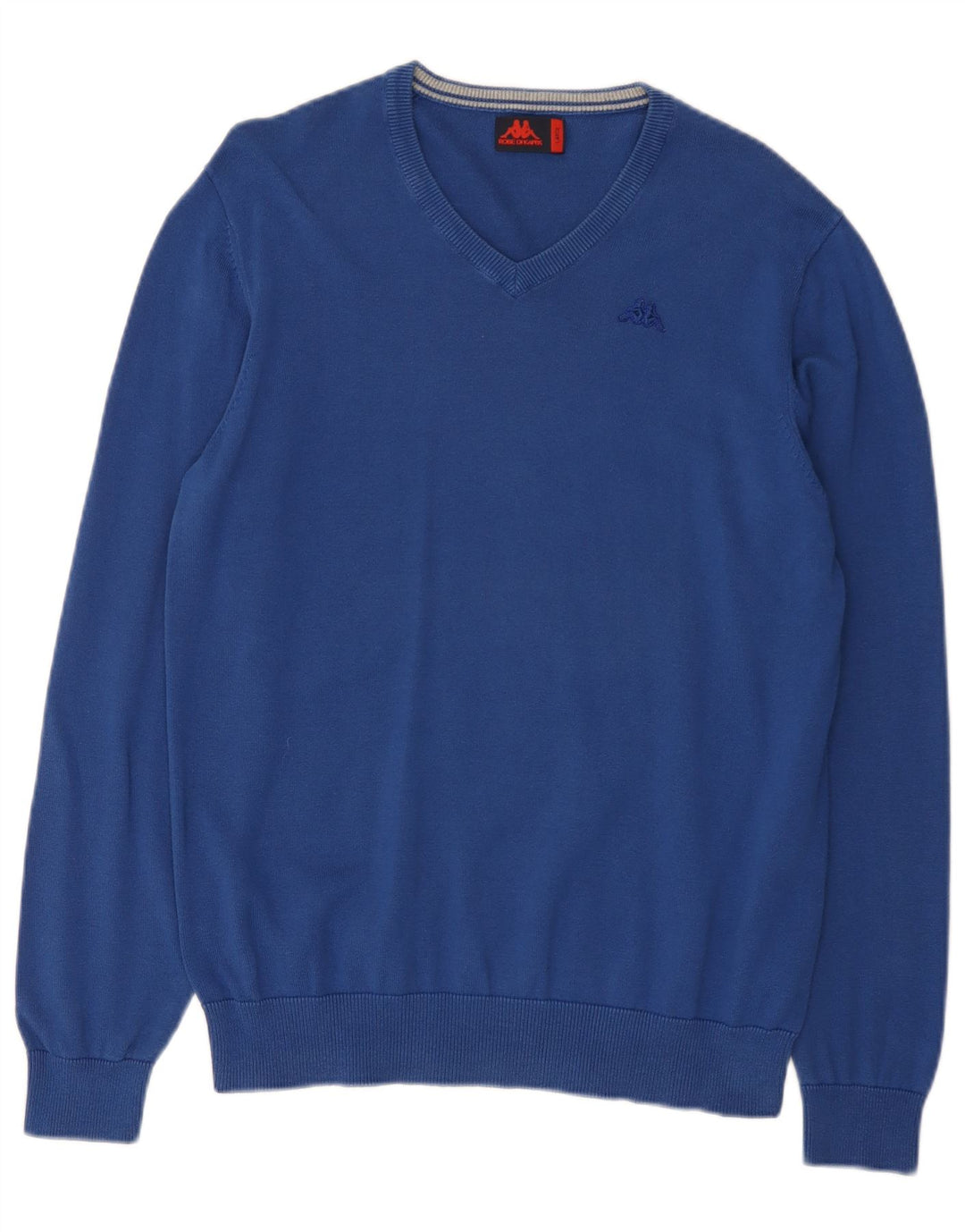 Kappa Pull col V pour homme en coton bleu Taille L