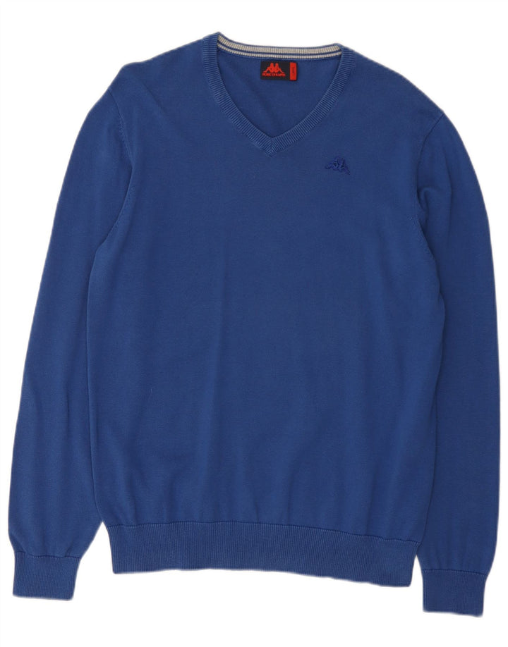 Kappa Pull col V pour homme en coton bleu Taille L
