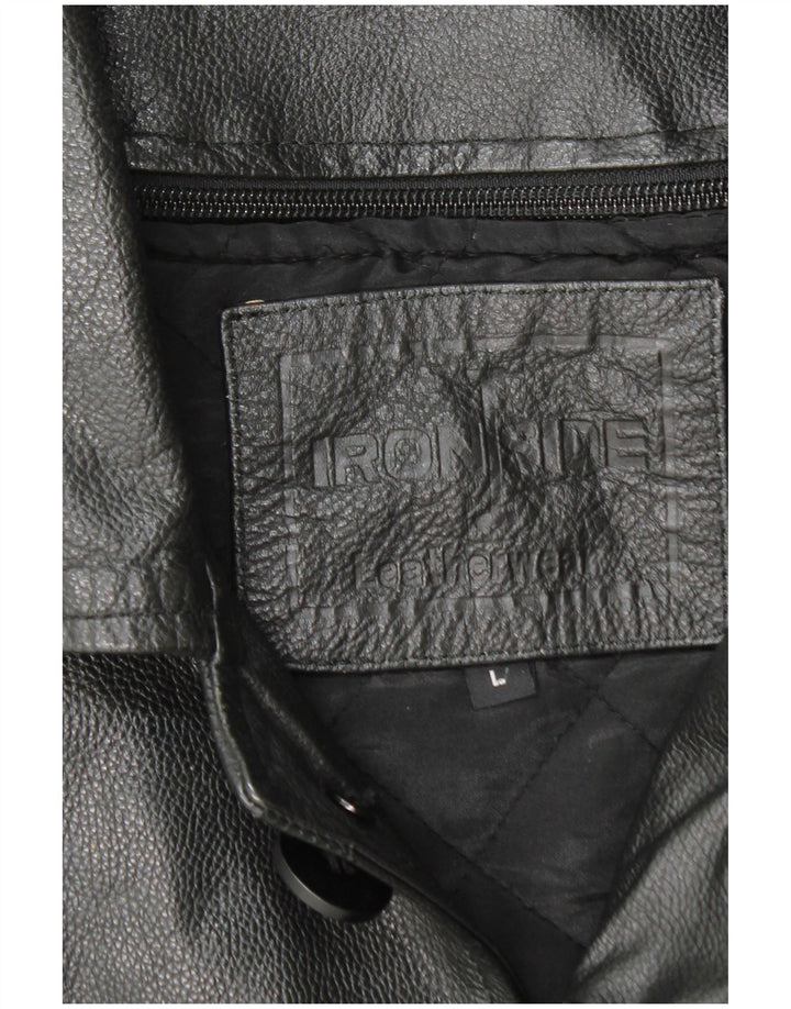 IRONSIDES Veste en cuir pour homme UK 40 Grand cuir noir