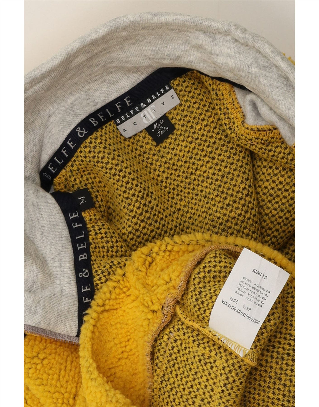 Belfe & Belfe Pull Polaire à Col Zippé Homme Jaune Moyen Colourblock