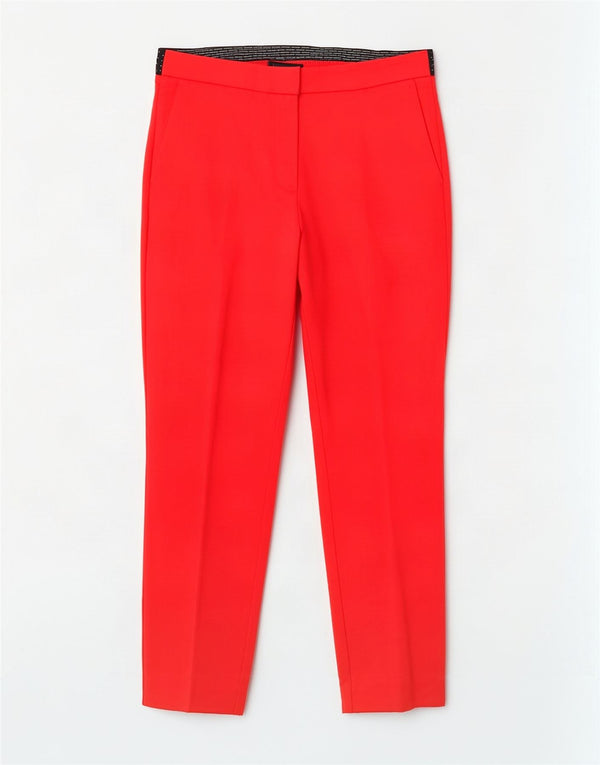 Zara Pantalon court slim pour femme Large W30 L26 Coton color block rouge