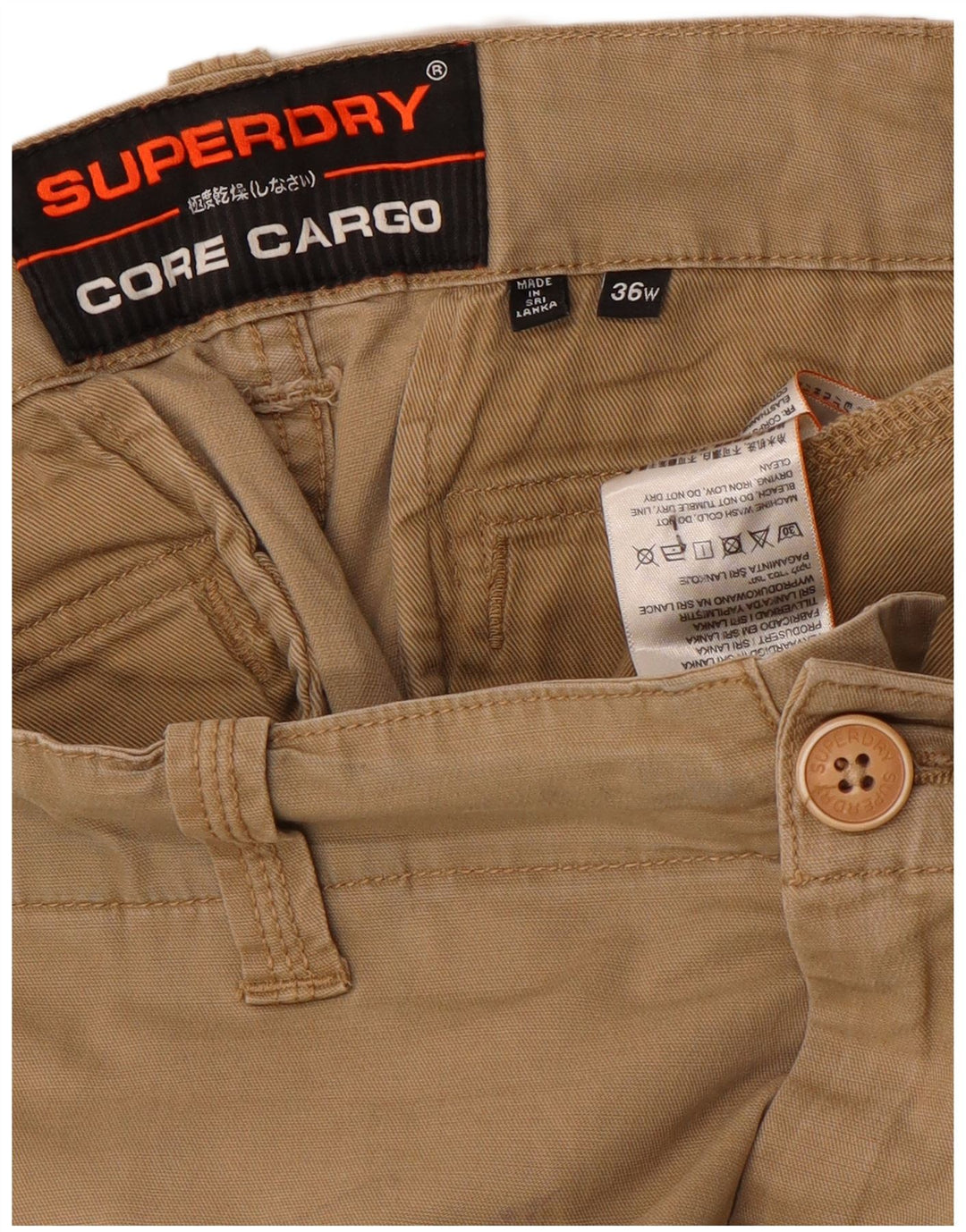 Superdry Short Cargo W36 Large Beige Coton Homme
