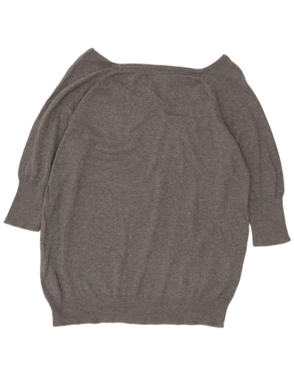 Animal Femme Graphique Col Bateau Pull UK 14 Grand Gris Moucheté