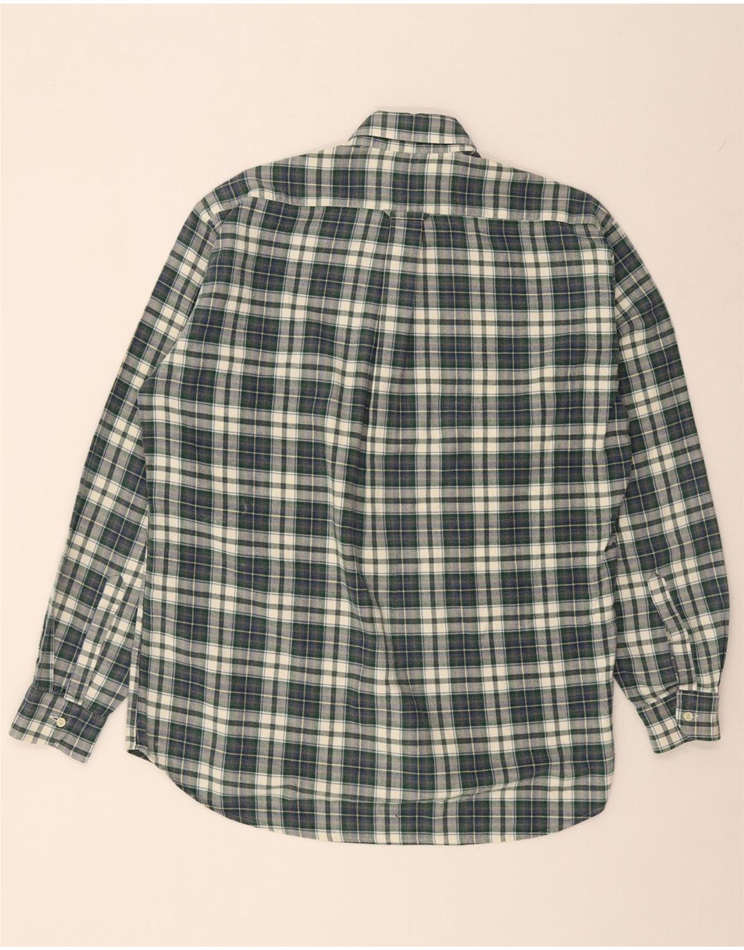 vintage Chemise en flanelle pour hommes Coton à carreaux vert moyen