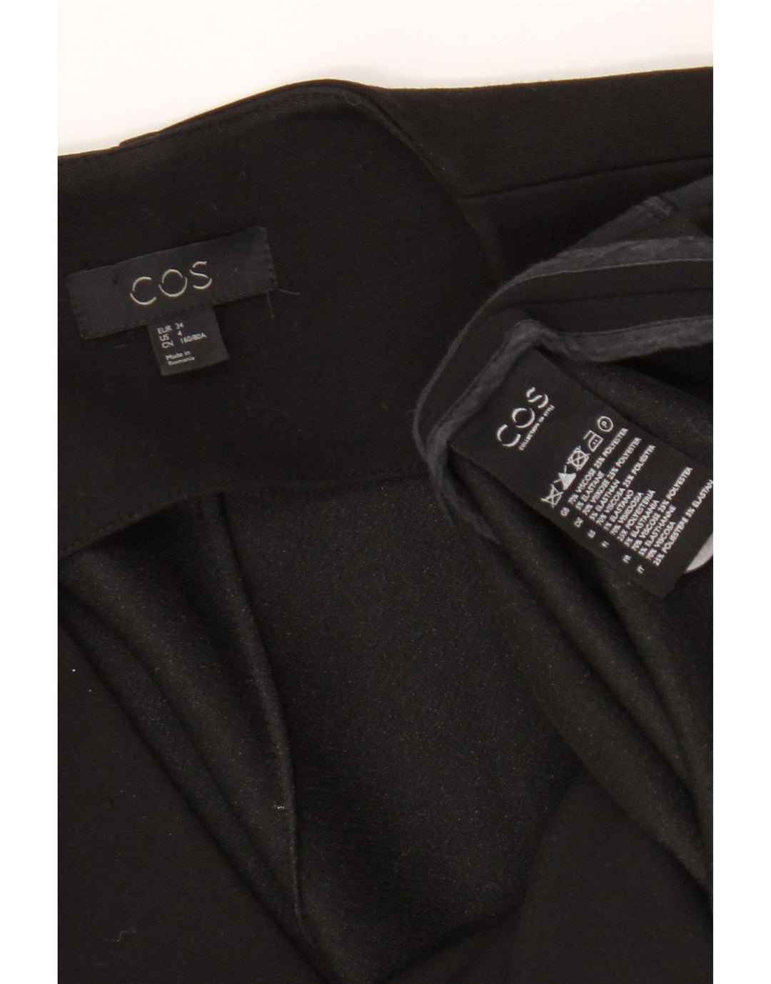 Cos Veste Blazer Ouverte Femme EU 34 XS Noir Viscose