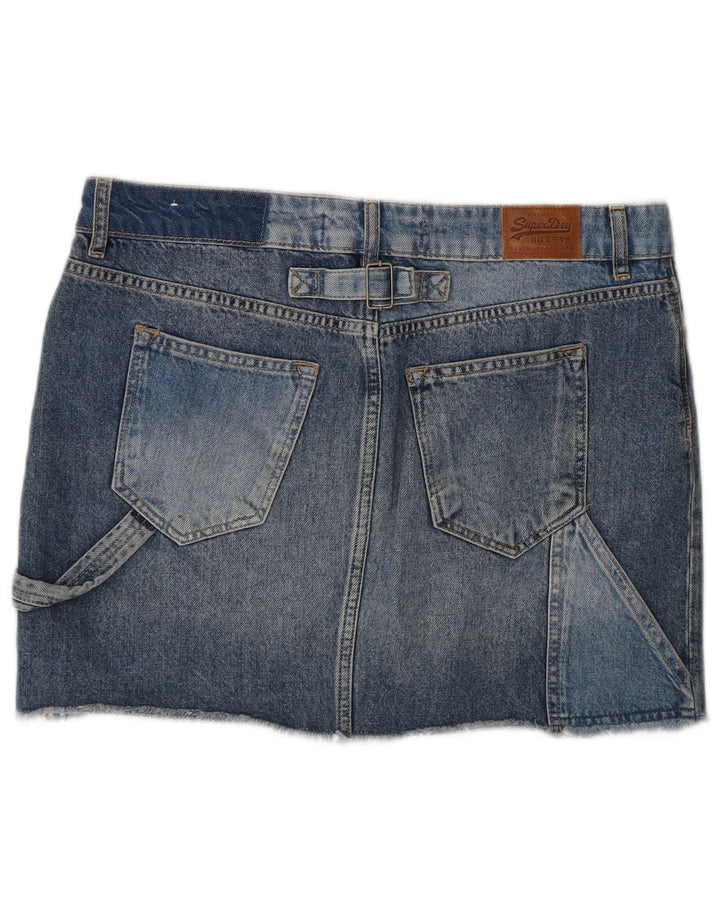Superdry Femme Jupe En Jean W30 Bleu Moyen Coton