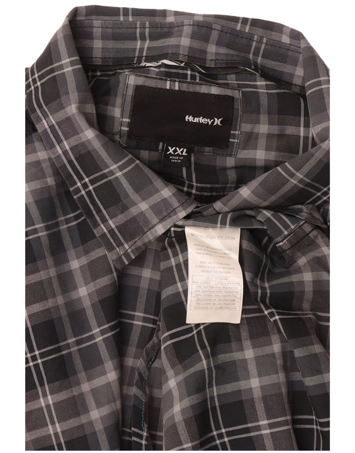 HURLEY Chemise à manches courtes pour homme 2XL en coton à carreaux gris