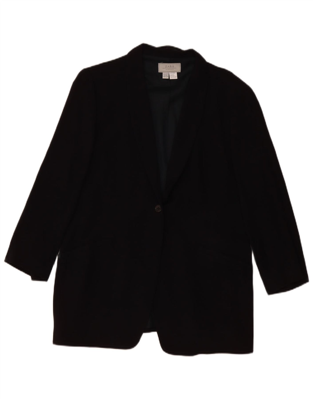 ZARA Veste blazer à 1 bouton et manches 3/4 pour femme EU 44 XL Rayonne noire