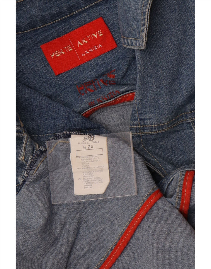 Krizia Veste en jean surdimensionnée pour femme Taille 25 Grand coton bleu