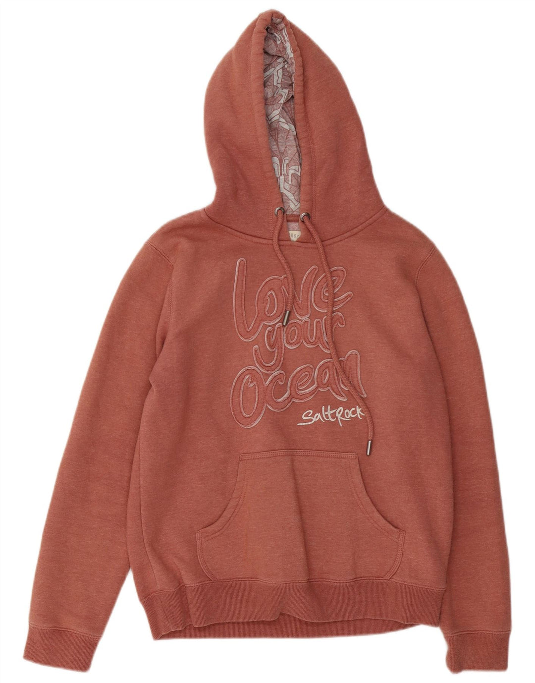 SALTROCK Pull à capuche graphique pour femme UK 12 en coton moucheté marron moyen