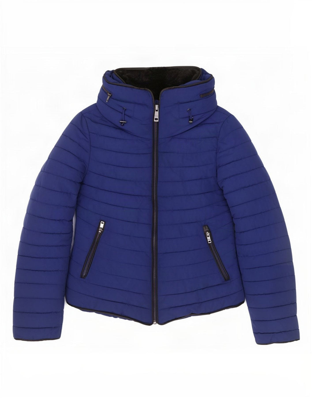 Zara Veste matelassée à capuche pour femme UK 10 Small Bleu