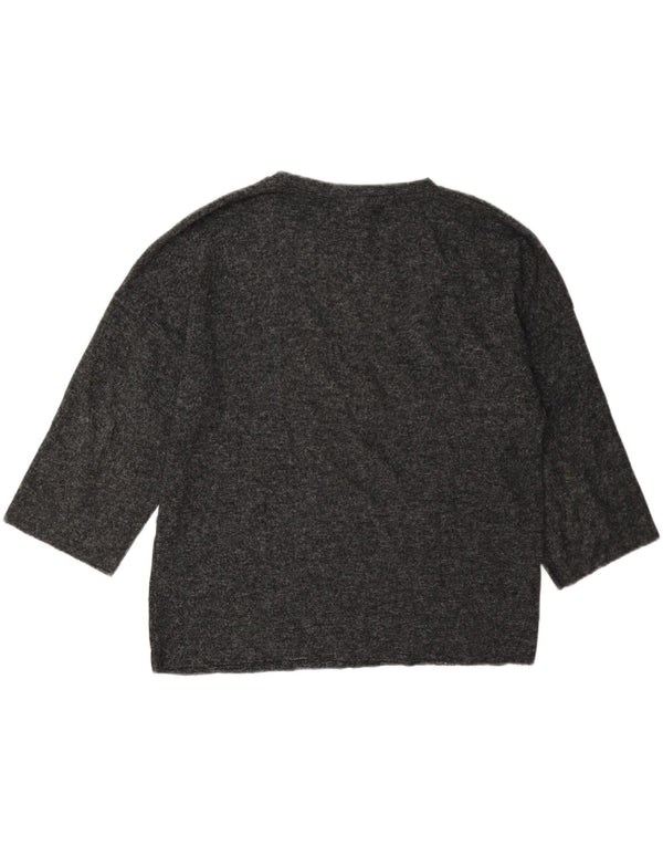 Zara Femme Haut Oversize Manches 3/4 UK 10 Petit Gris Taché