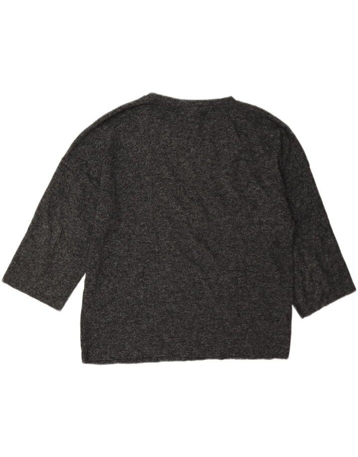 Zara Femme Haut Oversize Manches 3/4 UK 10 Petit Gris Taché