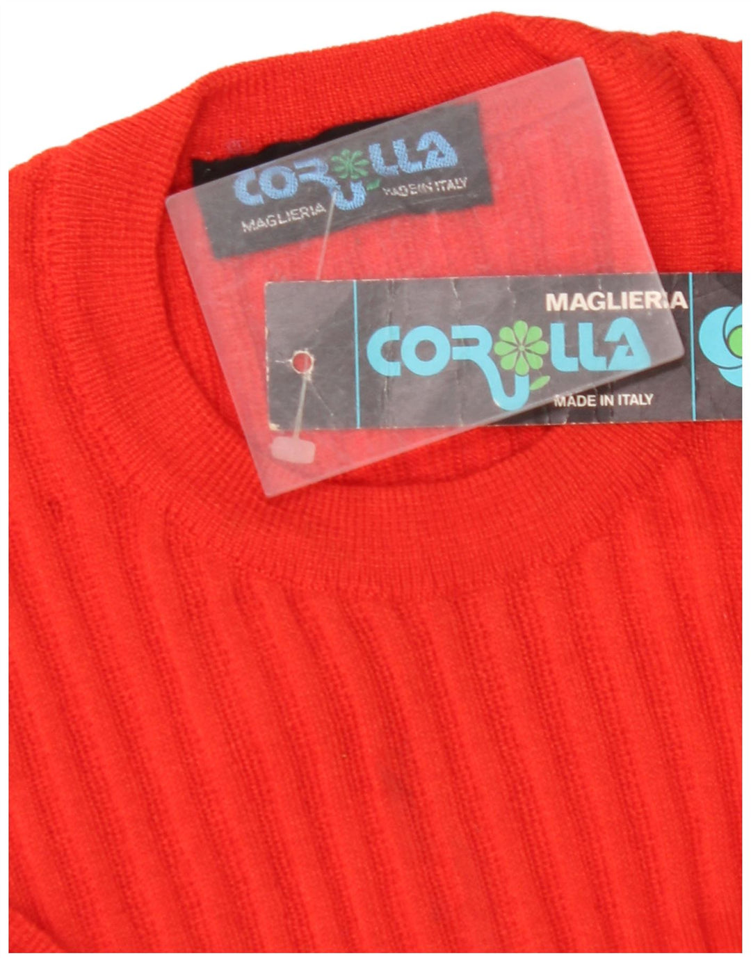 VINTAGE Femmes Tricot Blouse Top UK 8 Petit Rouge