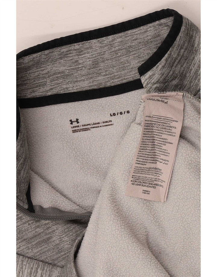 Under Armour Sweat-shirt à col zippé pour homme Large Gris Moucheté Polyester
