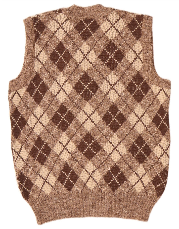 Dama Débardeur Homme Petit Marron Argyle/Diamant Laine
