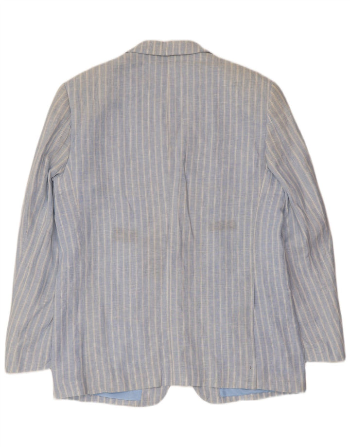 A.Basile Veste Blazer 3 Boutons Homme IT 50 Grand Lin Rayé Bleu