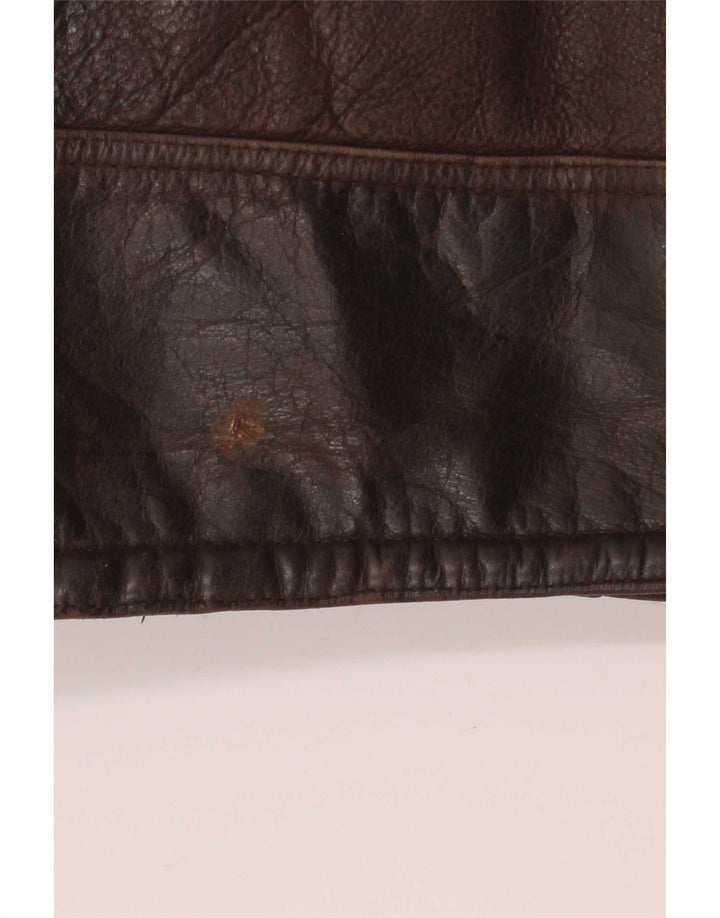 Veste en cuir Sherpa homme vintage UK 40 Grand Marron