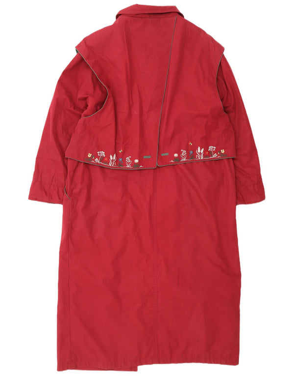 Julius Lang Manteau pour femme UK 16 Grand coton floral rouge