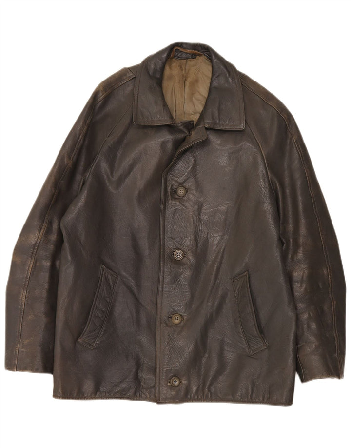 veste en cuir homme vintage IT 48 Kaki moyen