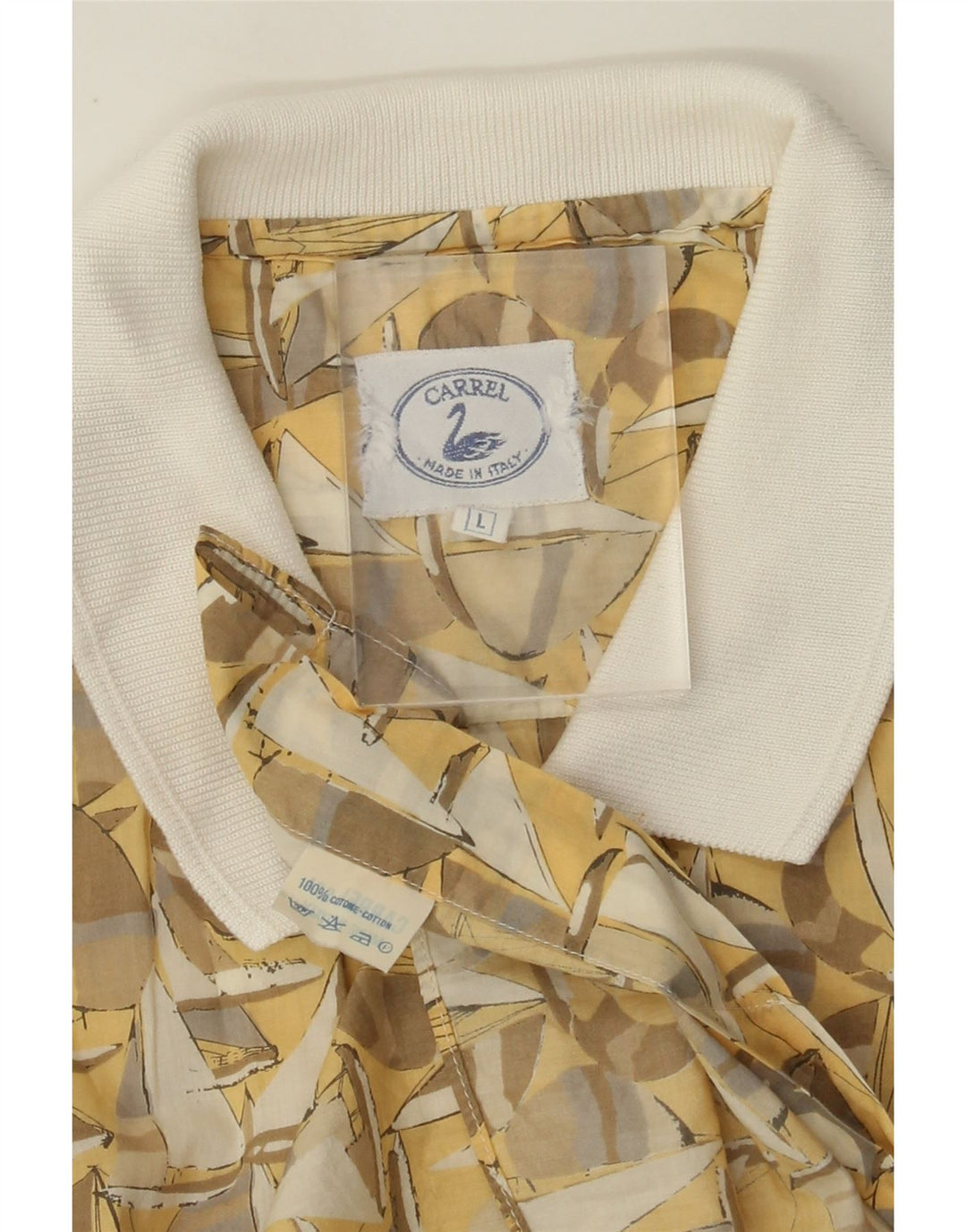 Carrel Chemise à Manches Courtes Homme Grand Coton Géométrique Jaune