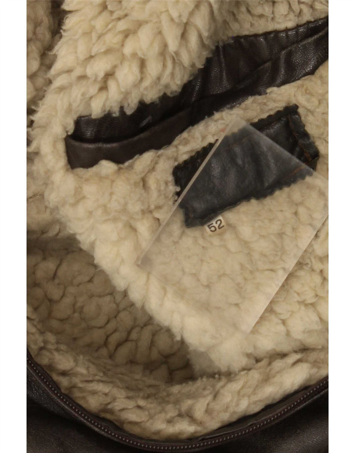 veste sherpa en cuir vintage pour homme IT 52 XL Marron