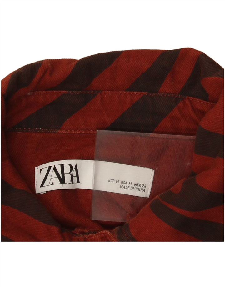 Zara Femme Chemise En Jean Oversize UK 14 Rouge Moyen Imprimé Animal