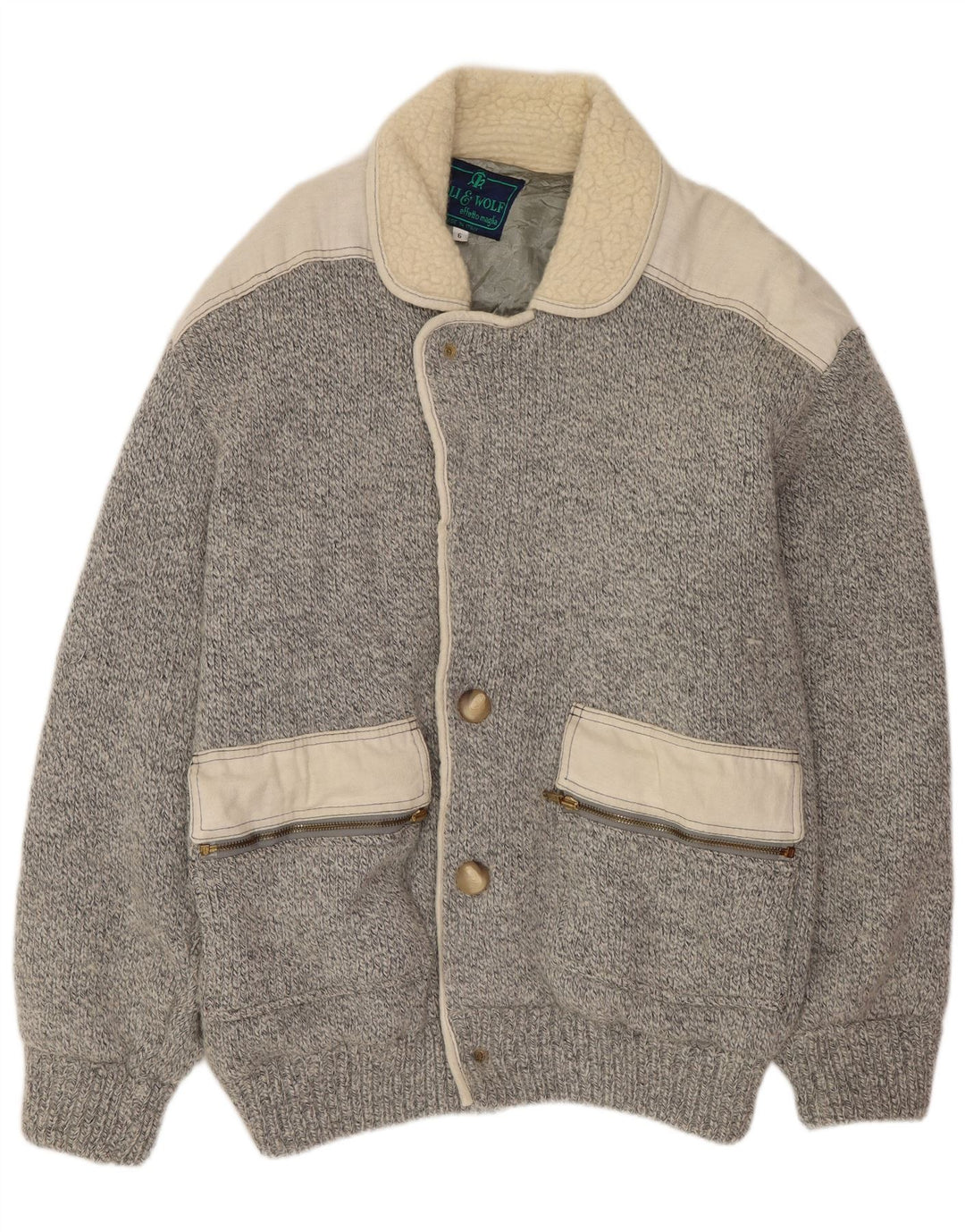 LOLI WOLF Pull Cardigan Homme XL Gris Colorblock
