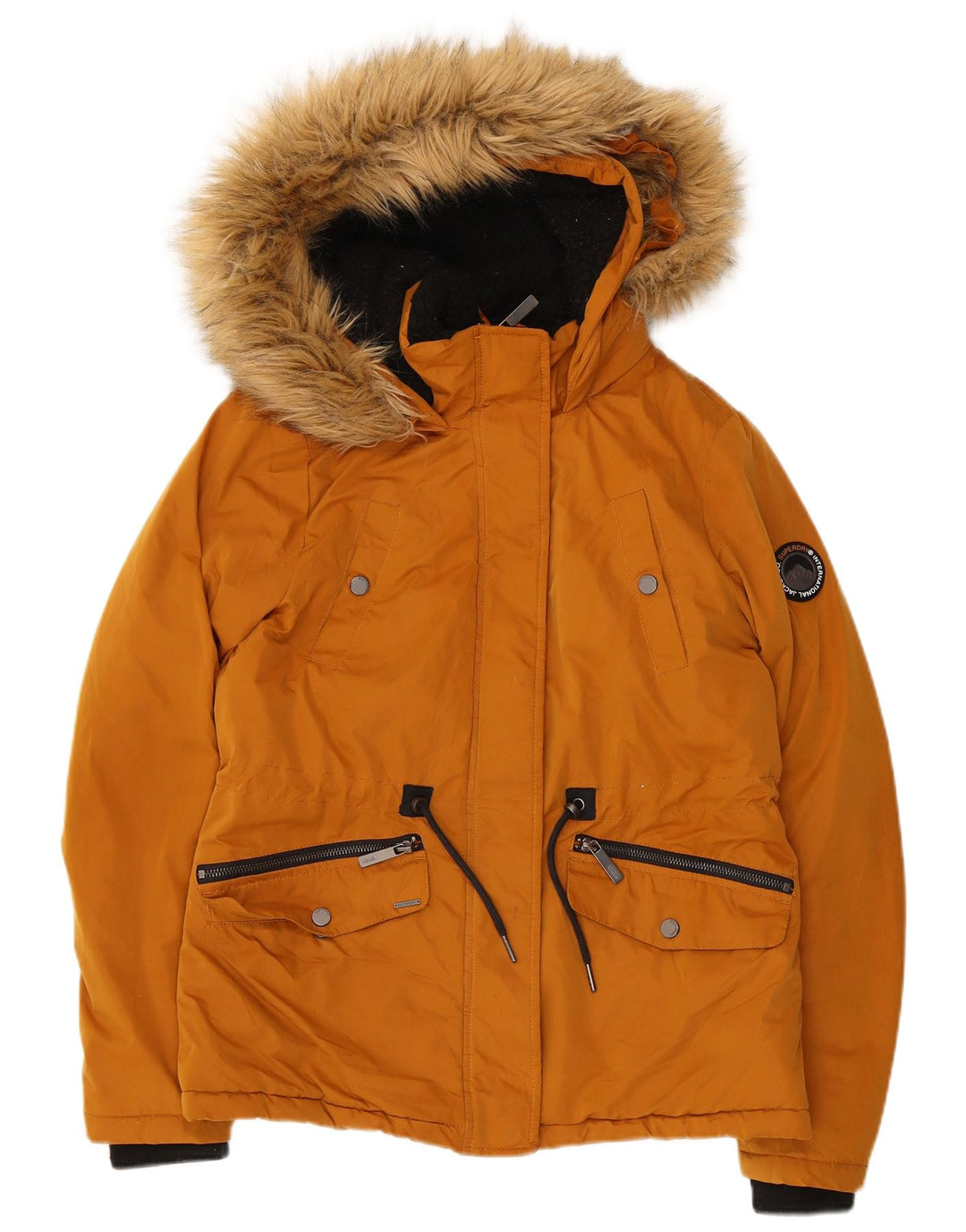 SUPERDRY Veste coupe-vent à capuche pour femme UK 8 Small Orange Polyester