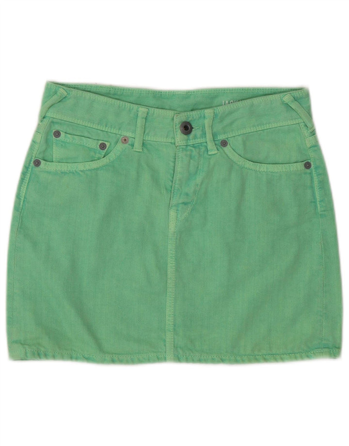 JACK WILLS Jupe en jean pour femme UK 4 XS W26 Vert Coton