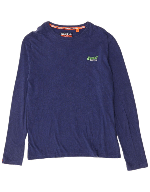 Superdry Haut à manches longues en coton moucheté bleu moyen |