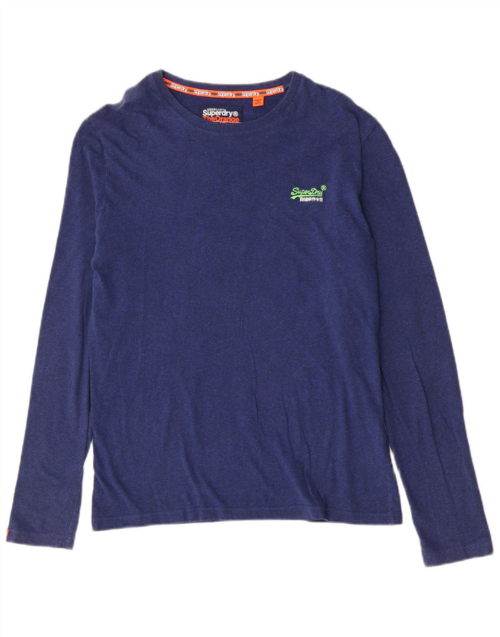 Superdry Haut à manches longues en coton moucheté bleu moyen |