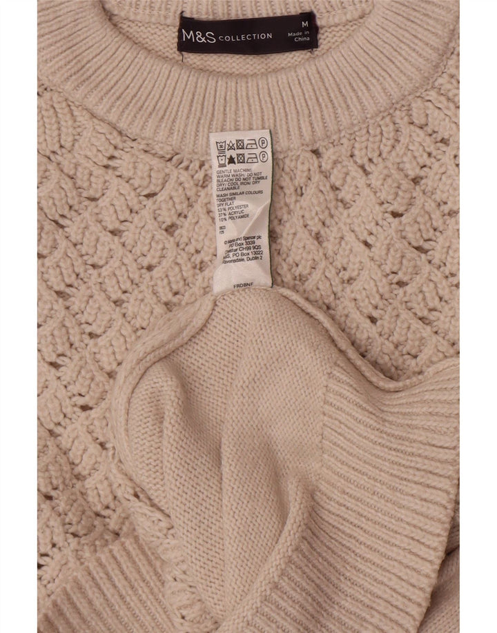 Marks & Spencer Pull court à col rond pour femme UK 14 Beige moyen