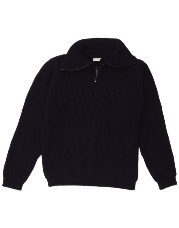 Vintage Mens Zip Neck Jumper Sweater IT 54 XL Navy Blue Acrylic
