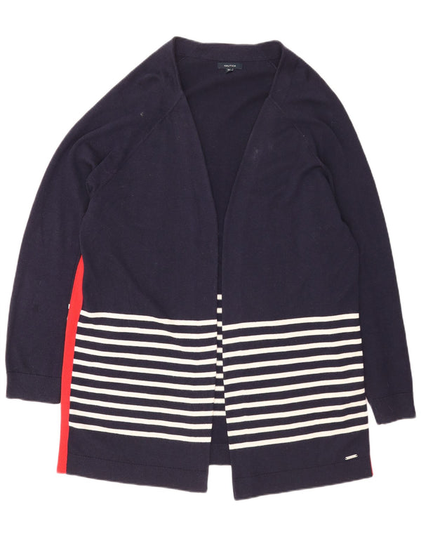 Nautica Cardigan ouvert long pour femme UK 20 2XL Bleu marine rayé