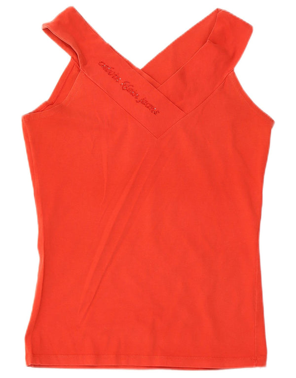 Calvin Klein Jeans Débardeur pour femme UK 14 Large Rouge Coton