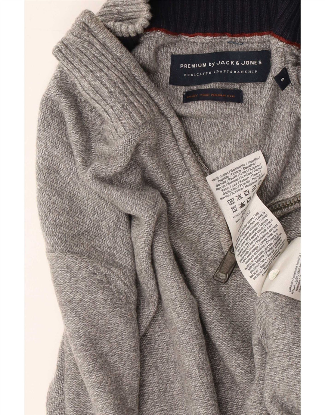 Jack & Jones Pull à col zippé pour homme Petit gris Coton