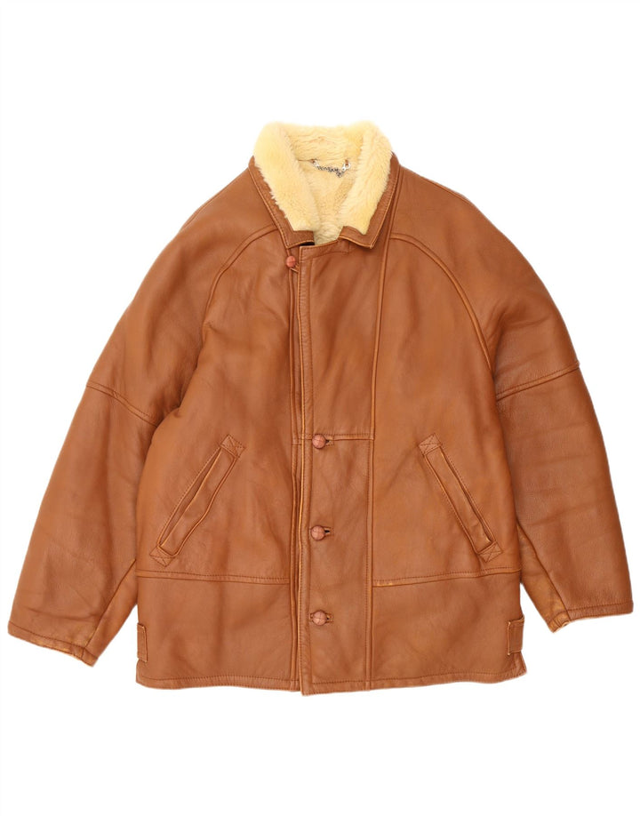 Veste Shearling Femme Vintage IT 50 Grand Shearling Brun
