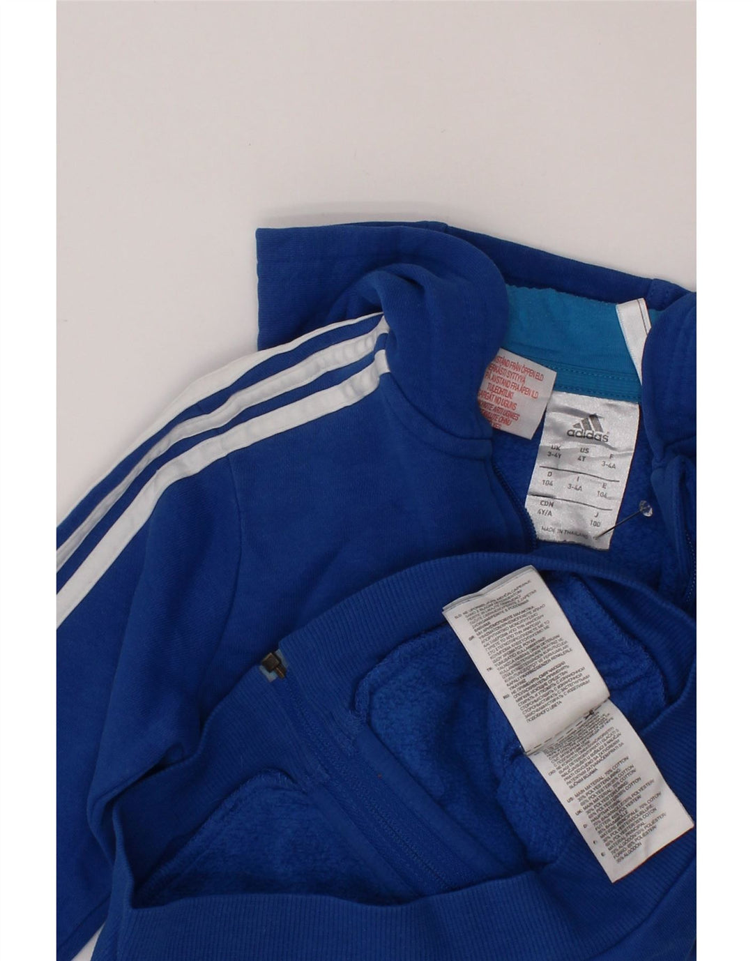 ADIDAS Pull à capuche zippé graphique pour garçon 3-4 ans Bleu Coton