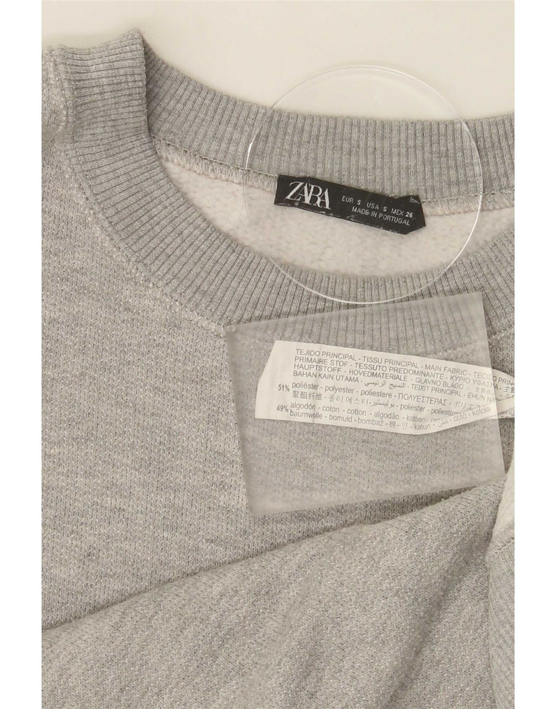 Zara Homme Sweatshirt Jumper Petit Gris Polyester