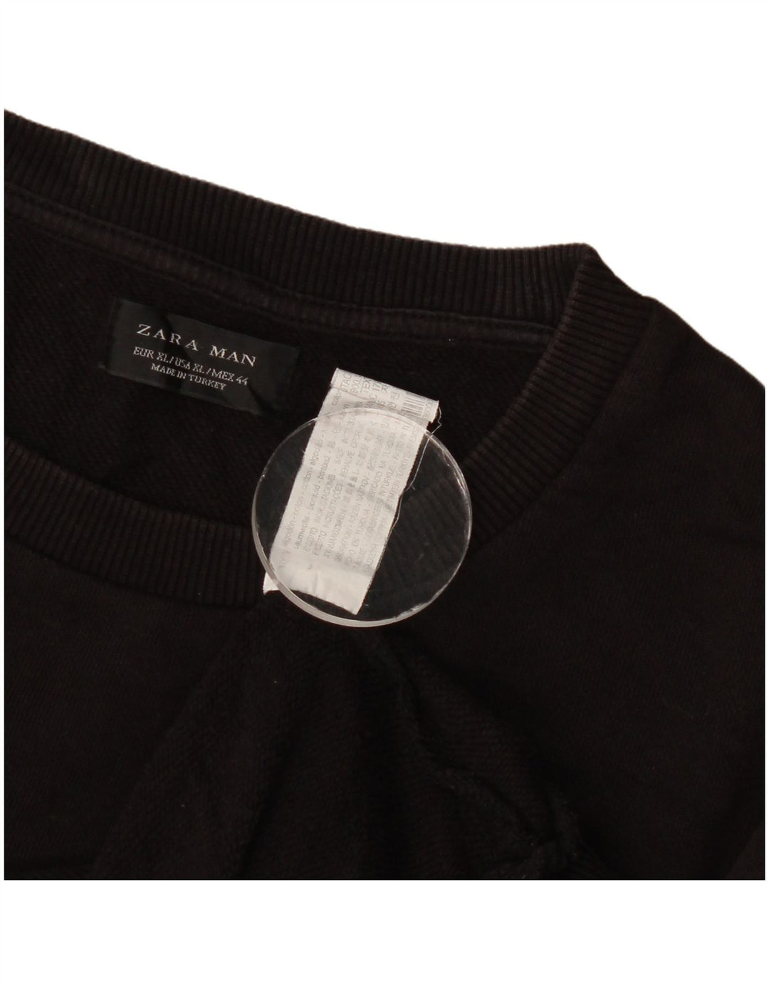 Zara Homme Sweatshirt Jumper XL Noir Géométrique Coton