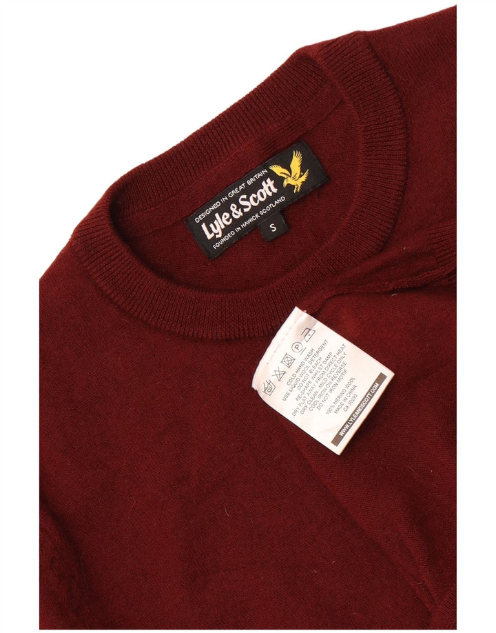 Lyle & Scott Pull à col rond pour homme en laine mérinos marron petit